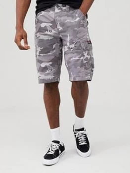 Image of Superdry Core Cargo Shorts - Grey Camo, Size 30, Men