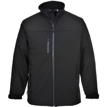 Image of Portwest - TK50 Black Sz L Softshell Jacket Microfleece Coat Waterproof Breathable Work