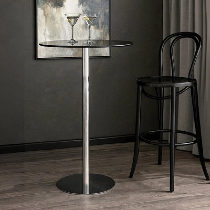 Image of Premier Housewares Black Tempered Glass Bar Table Black