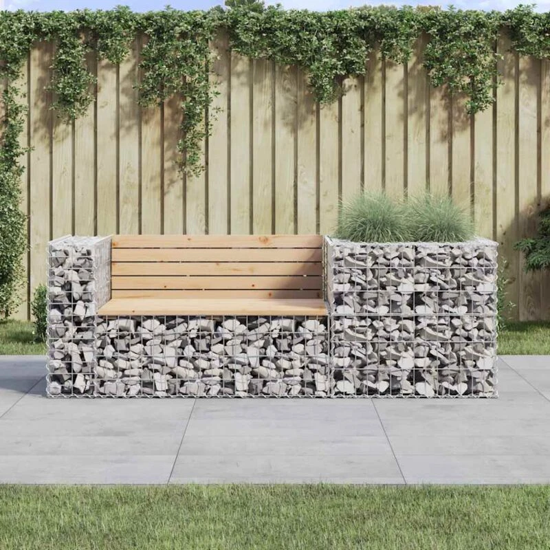 Image of VIDAXL Vidaxl - Garden Bench with Gabion Basket Solid Wood Pine 8720845453329