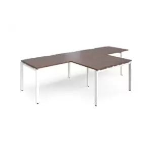 Image of Bench Desk 2 Person With Return Desks 3200mm Walnut Tops With White Frames Adapt