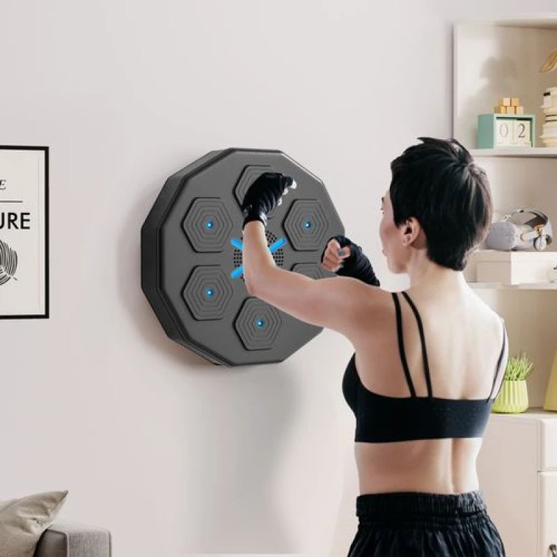 Image of SPORTNOW Smart Music Boxing Machine with Bluetooth Connection and LED Light Black