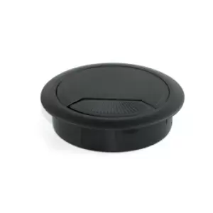 Image of Emuca PC Computer Desk Plastic Grommet 80mm - Black, Pack of 5