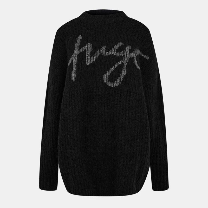 Image of Hugo Oversized Logo Sweater - Black 8