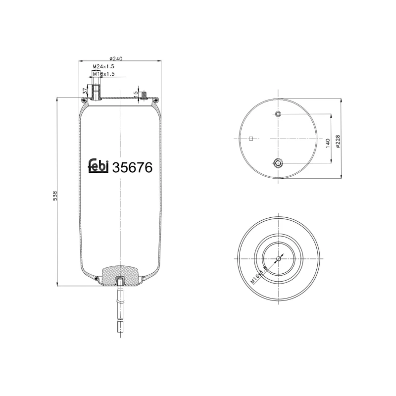 Image of FEBI BILSTEIN 35676 Boot, air suspension Rear Axle Right Boot,air suspension (324)