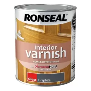 image of Ronseal Interior Wood Varnish - Graphite - Gloss - 750ml - Graphite