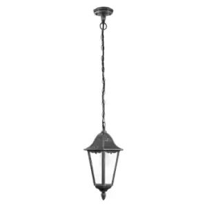 Image of Navedo - 1 Light Outdoor Pendant Lantern Black, Silver-Patina IP44, E27 - Eglo
