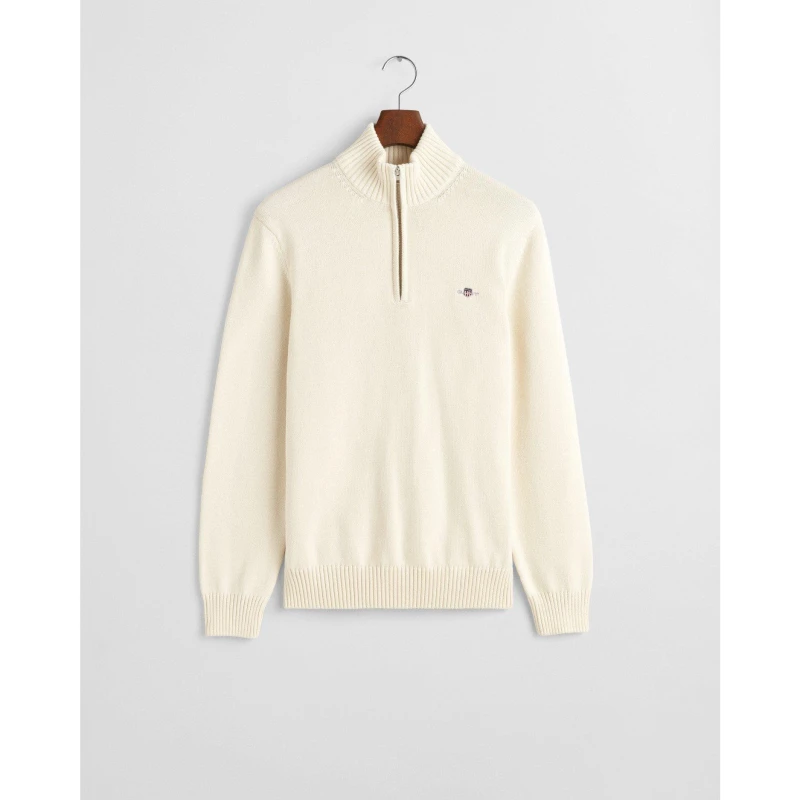 Image of Gant Casual Cotton Half-Zip Cream male M