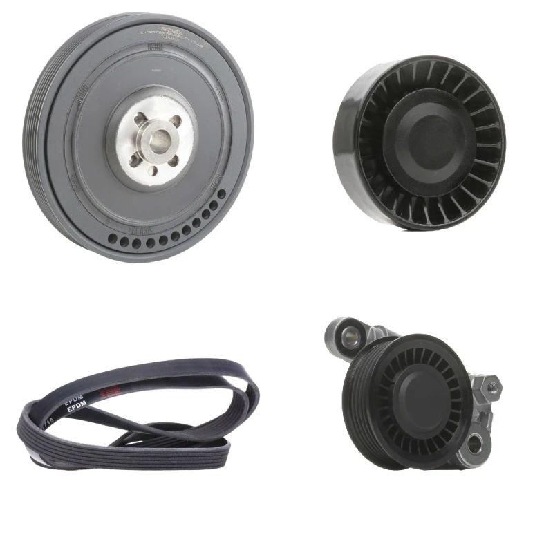 Image of RIDEX 542R0676 V-ribbed belt set Check alternator freewheel clutch & replace if necessary, Pulleys: with crankshaft pulley V-Ribbed Belt Set (542)
