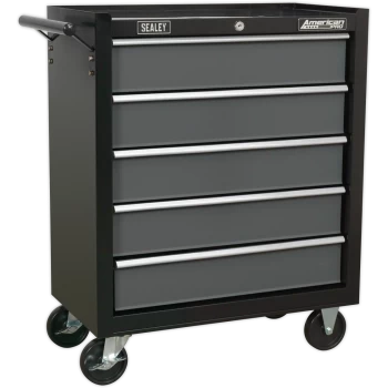 image of Sealey American Pro 5 Drawer Roller Cabinet Black / Grey