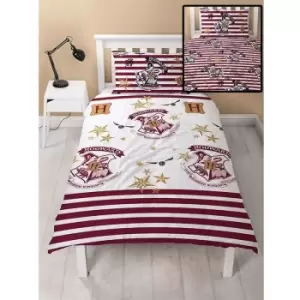 image of Muggles Duvet Cover Set (Single) (Burgundy/White) - Burgundy/White - Harry Potter