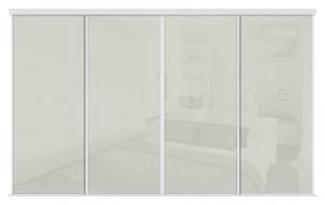 Image of Sliding Doors and track W2978 White Frame Arctic White Glass