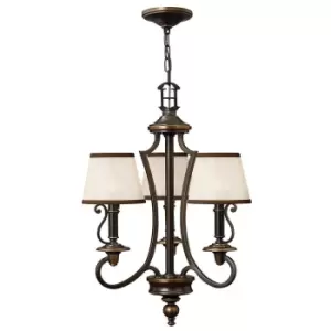Image of 3 Bulb Chandelier Hanging Pendant LIght Olde Bronze LED E14 60W Bulb