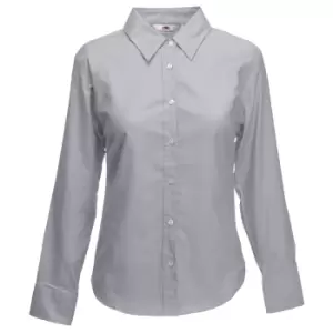 Image of Fruit Of The Loom Ladies Lady-Fit Long Sleeve Oxford Shirt (3XL) (Oxford Grey)