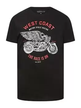 BadRhino West Coast Motorbike T-Shirt - Black, Size 2XL, Men