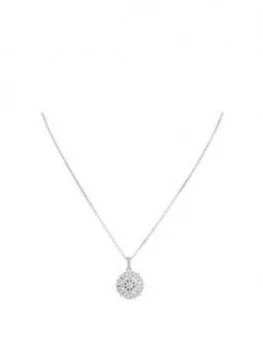 image of Simply Silver Sterling Silver Cubic Zirconia Fancy Round Necklace