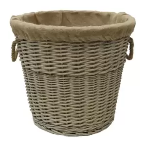 image of JVL Round Lined Chunky Log Basket - Antique Wash