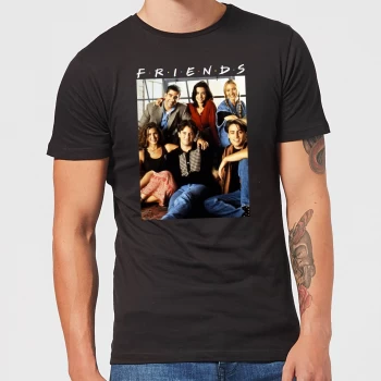 image of Friends Vintage Character Shot Mens T-Shirt - Black - 3XL - Black