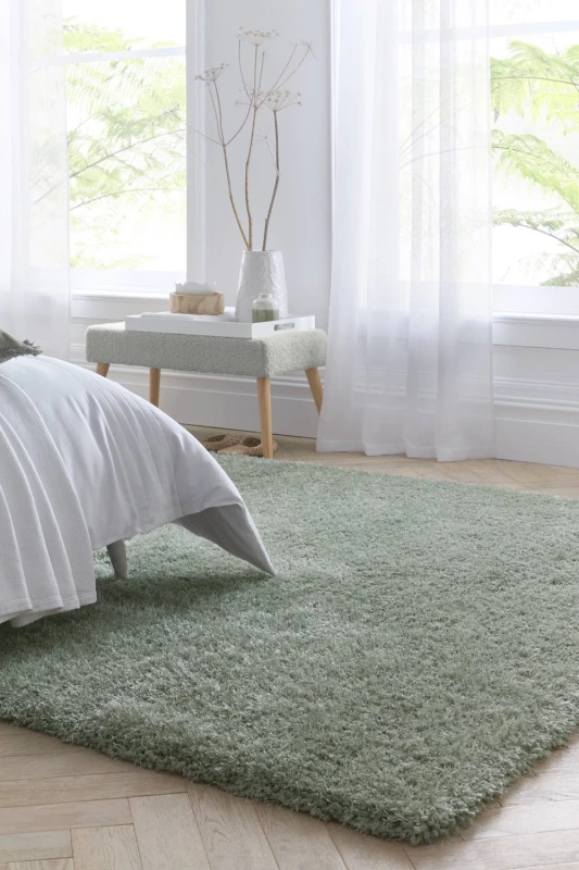 Image of Origins Chicago Light Neutrals Shaggy Rug Sage Green - Origins - Size: 160X230 Sage Green 160X230 QC18122