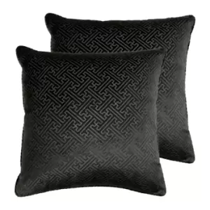 image of Paoletti Florence Polyester Filled Cushions Twin Pack Black