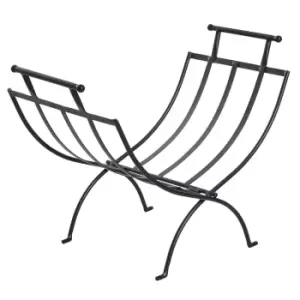 Image of Outsunny Folding Wood Log Holder Storage Rack Matte Metal Elevated Indoor