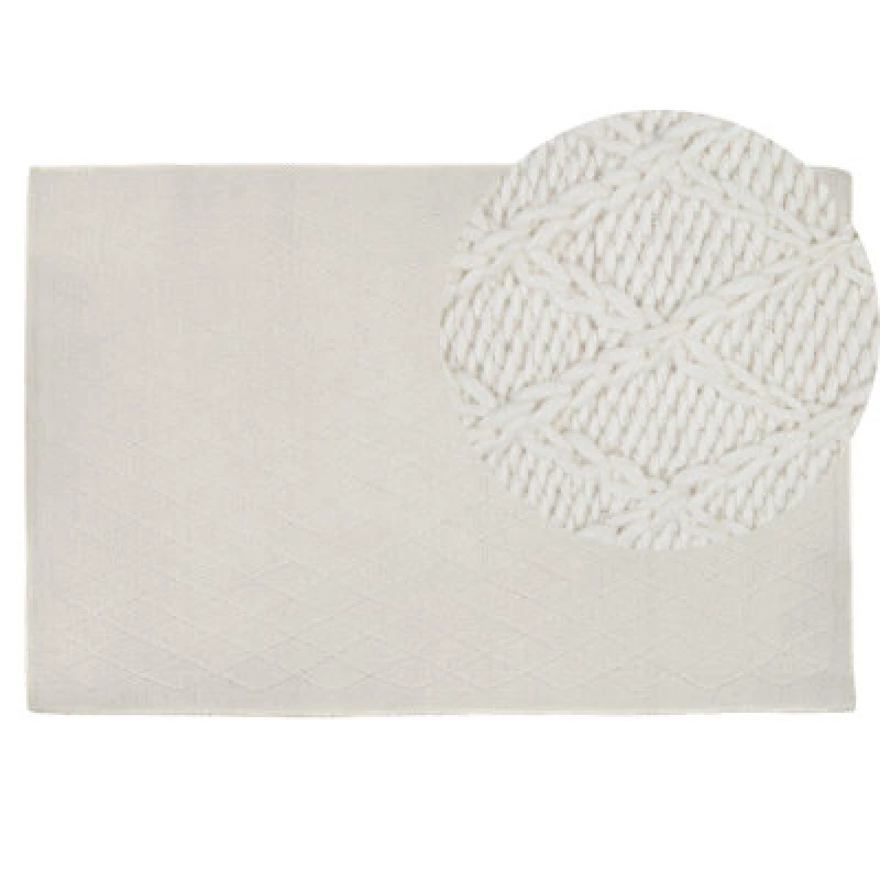 Image of Beliani Rug Erzin Off-White 140 X 200 Cm Wool