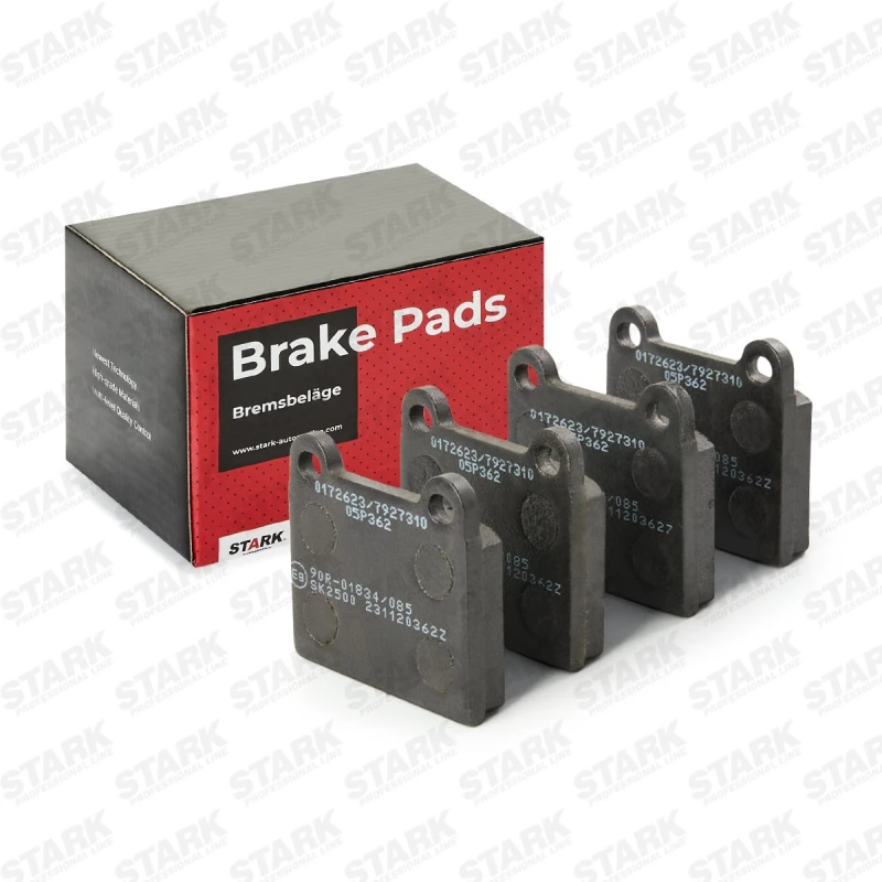 Image of STARK SKBP-0011286 Brake pad set Rear Axle, not prepared for wear warning indicator, with anti-squeak plate Brake Pad Set,disc brake (402)