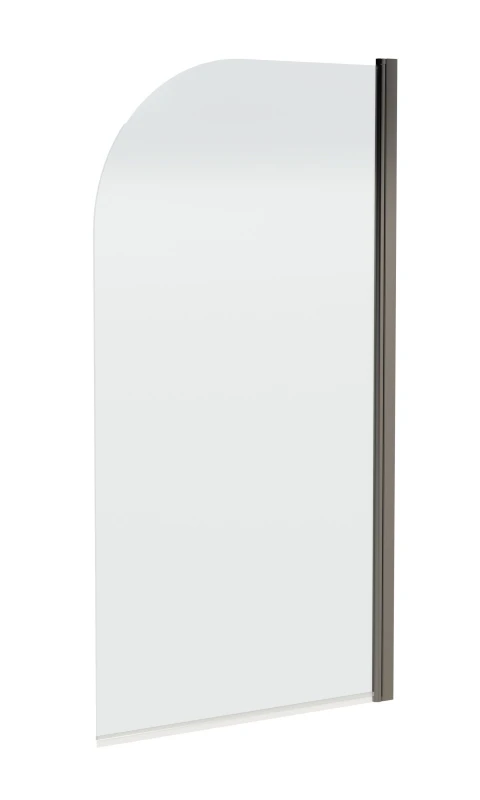 Image of Balterley 6mm Toughened Glass Round Bath Screen, 1430x790x55mm - Brushed Pewter in Silver Silver Unisex