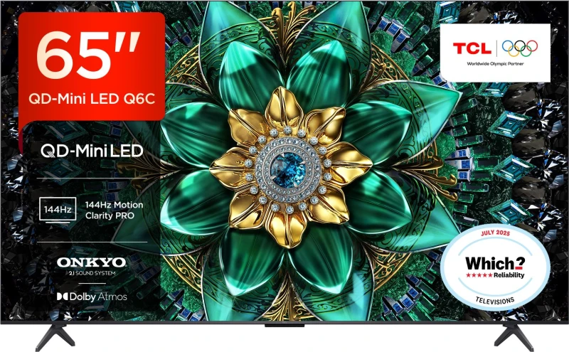 Image of TCL 65Q6C-UK 65 4K QD-Mini LED Smart Google TV 144Hz Dolby Vision IQ Game Master 65Q6C-UK Metallic