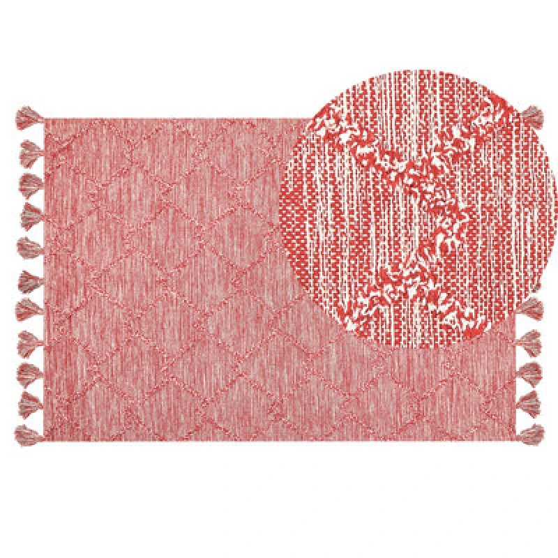 Image of Beliani Rug Nigde Red 140 X 200 Cm Cotton