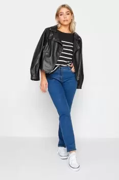 Image of Stripe Print Long Sleeve Cotton T-Shirt