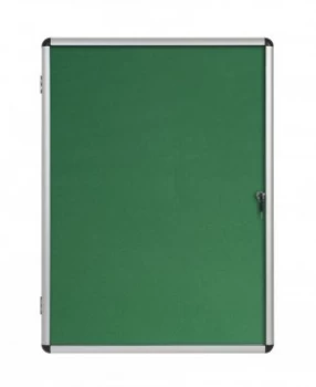 image of Bi-Office Enclore Green Felt Lockable Noticeboard 9xA4