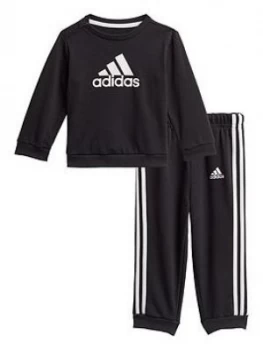 Image of Boys, adidas Unisex Infant I Badge Of Sport Jog Set - Black/White, Size 9-12 Months