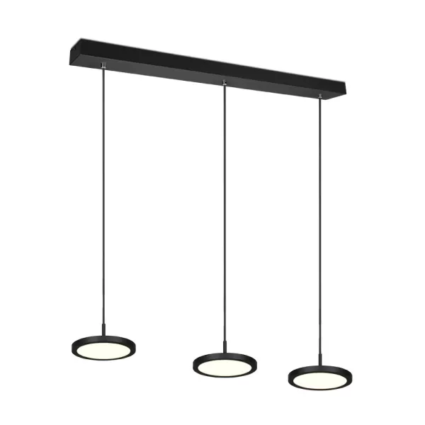 Image of Tray Modern 3 Light Bar Pendant Ceiling Light Black Matt 3000K