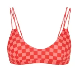 image of Missguided Checkerboard Double Strap Bikini Top - Pink