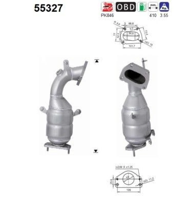 Image of AS Catalytic converter AS 55327