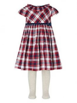 Monsoon Baby Girls Tartan Dress And Tight - Red