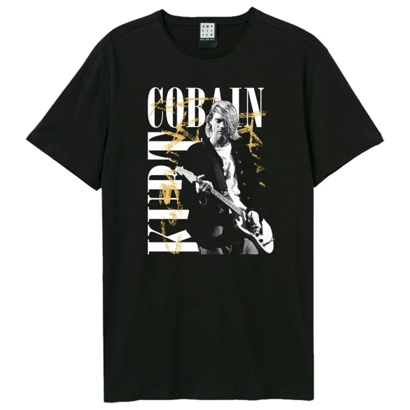 Image of Amplified Amplified Men In Concert Bootleg Kurt Cobain T-Shirt in Black Size: X-Small Black XS Male 5063852072545