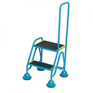 image of FORT Ladder with Anti Slip Tread and Looped Handrail 2 Steps Blue Capacity: 150 kg