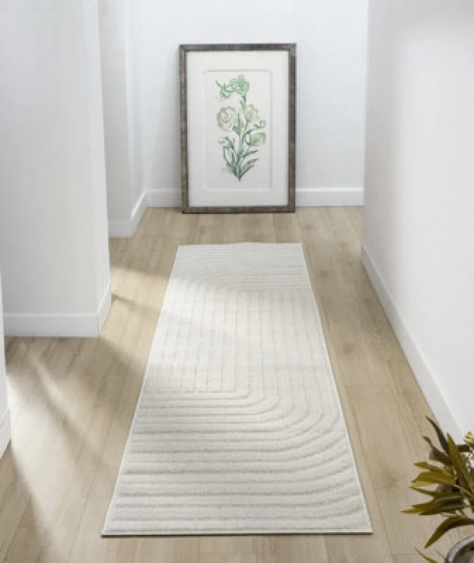 Image of Aya Living Room Area Rug - Arches Pattern Wabi Sabi Cream 60Cm X 220Cm