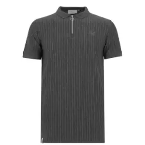 image of SikSilk Slim Zip Polo Shirt - Grey