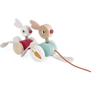 Image of Janod Wooden Pull-Along Rabbit Family