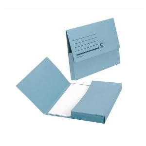 image of 5 Star A4 Document Wallet Half Flap 285gsm Blue Pack of 50