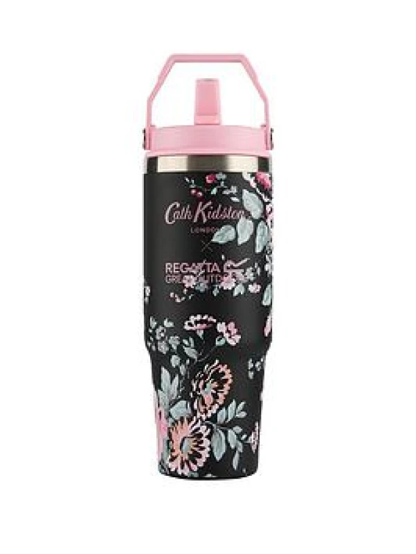 Image of Regatta Cath Kidston 0.9L Thermal Tumbler Travel Mugs One Size Black Hackney Rose 41636190000