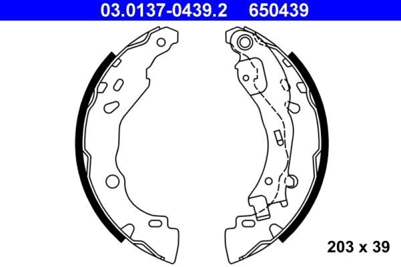 Image of ATE 03.0137-0439.2 Brake Shoes with lever Brake Shoe Set (70)