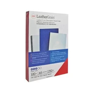 Image of GBC LeatherGrain Binding Cover A4 250 gsm Red 25