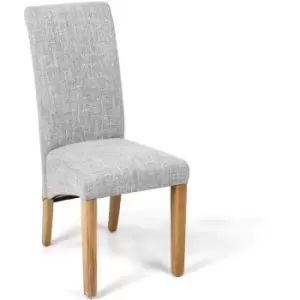 image of Shankar - Pair Of Karta Scroll Back Flax Effect Grey Weave Dining Room Chair