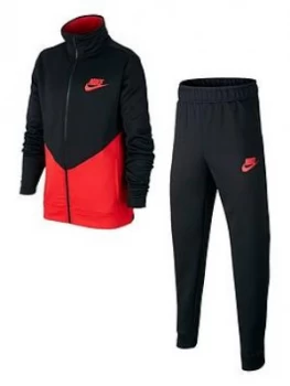 Image of Boys, Nike Sportswear Kids Core Futura Tracksuit - Black/Red Size M 10-12 Years