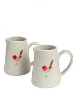 image of Gisela Graham Ceramic Christmas Robin Mini Mugs Set Of 2