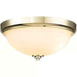 image of Elstead Feiss Malibu Bowl Semi Flush Ceiling Light Polished Brass, IP44